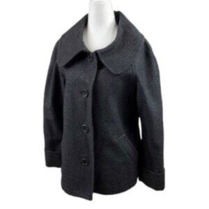 Theory Dark Grey Wool Blend Winter Warm Comfy Pea Coat Large